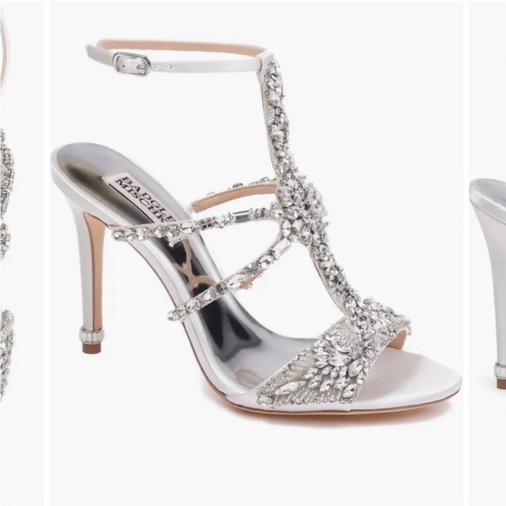 Badgley Mischka White Satin Hughes Heels